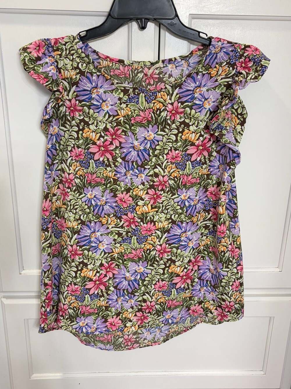 Les Amis Cottagecore Wildflower Floral Print Ruffle Sleeve Blouse Size S